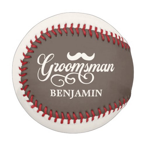 Groomsman Wedding Mustache Name Date  Baseball
