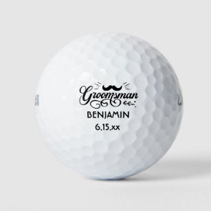 Groomsman Wedding Mustache Name Date Golf Balls