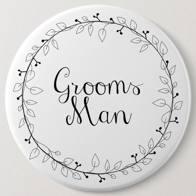 Groomsman wedding name tags pinback button (Front)