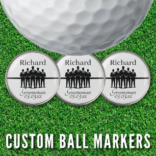 Groomsman Wedding Party Suited Silhouette Squad Golf Ball Marker