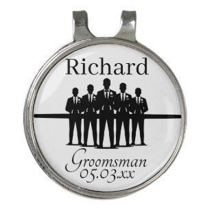 Groomsman Wedding Party Suited Silhouette Squad Golf Hat Clip