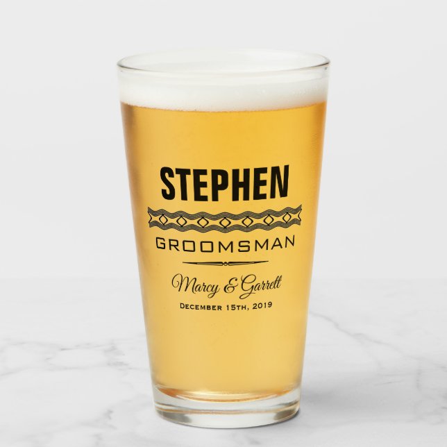 GROOMSMAN WEDDING PARTY TUMBLER GLASS (Front Filled)
