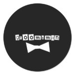 Groomsman White on Black Classic Round Sticker