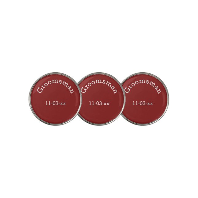 Groomsman with Wedding Date Golf Ball Markers (3 Up)