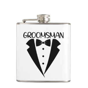 Groomsman word art Wedding Flask