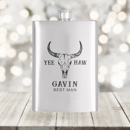 Groomsmen Best Man Custom Gift With Name Western  Flask