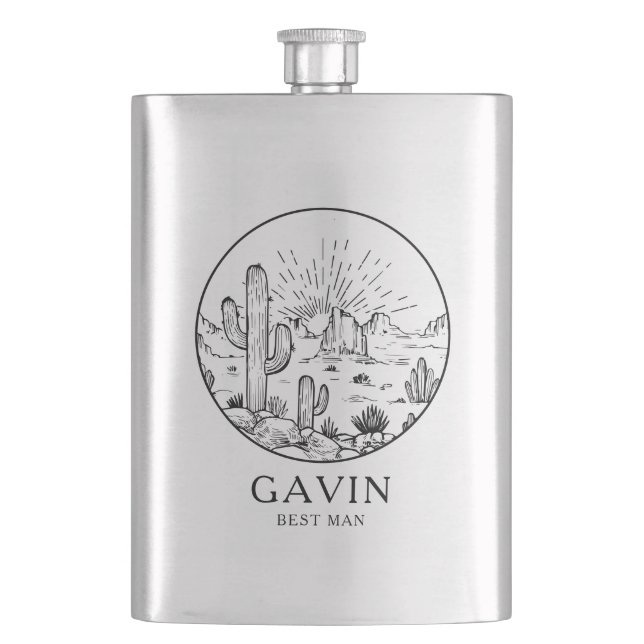 Groomsmen Best Man Personalized Gift With Name Flask (Front)