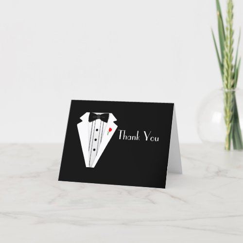 Groomsmen Black Tuxedo Bow Tie Thank You