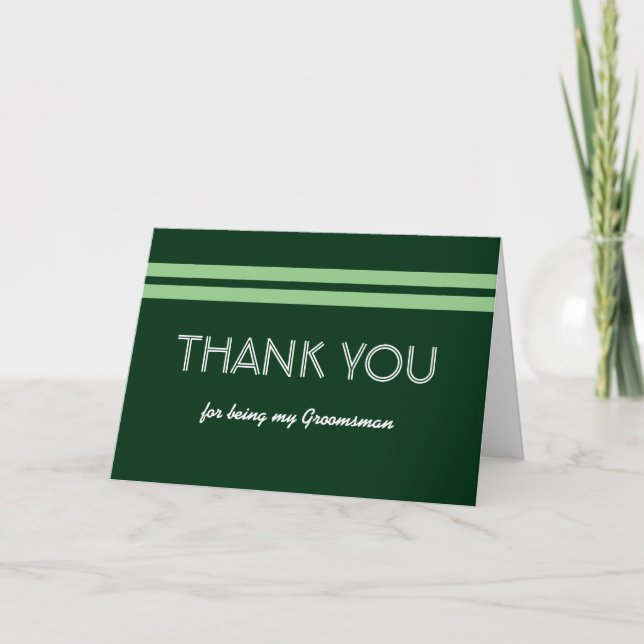 GROOMSMEN Bold Stripe Wedding THANK YOU V09 Card (Front)