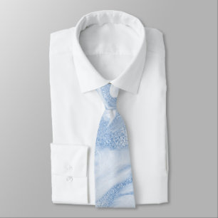 Groomsmen Clear Water Blue Marbled Wedding Neck Tie