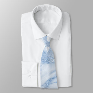 Groomsmen Clear Water Blue Marbled Wedding Neck Tie