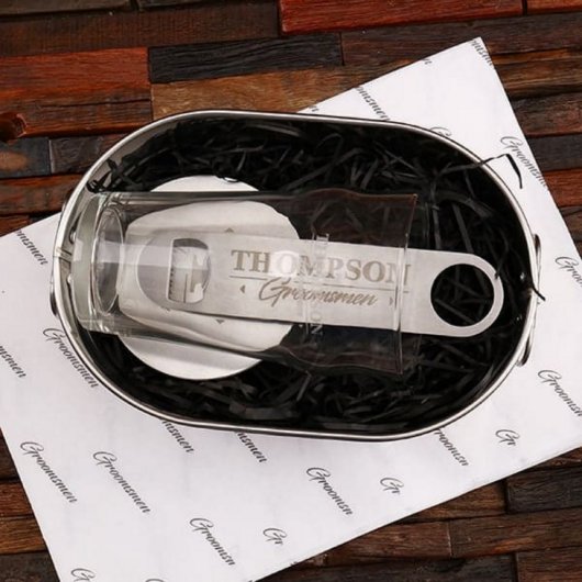 Groomsmen Collection with Ice Bucket and Beer Glas (Front)