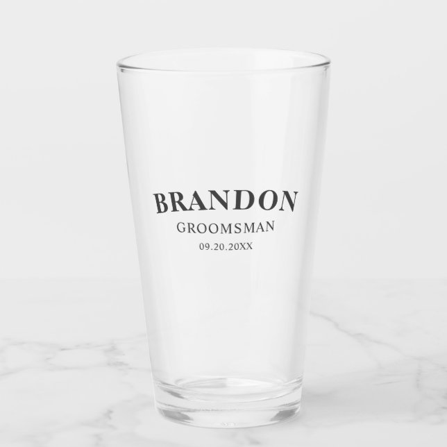 Groomsmen Gift Classic Elegant Wedding Thank You Glass (Front)