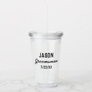 Groomsmen Gift Custom Text Wedding Favor Acrylic Tumbler