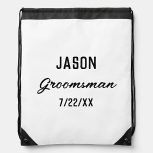 Groomsmen Gift Custom Text Wedding Favor Drawstring Bag