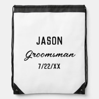 Groomsmen Gift Custom Text Wedding Favor Drawstring Bag