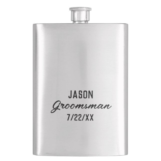 Groomsmen Gift Custom Text Wedding Favor Flask (Front)