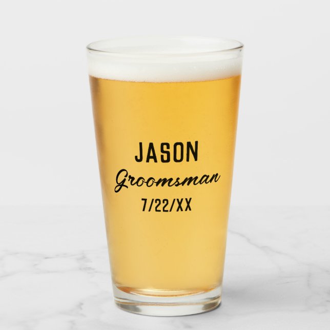 Groomsmen Gift Custom Text Wedding Favor Glass (Front Filled)