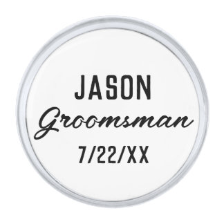 Groomsmen Gift Custom Text Wedding Favor Silver Finish Lapel Pin