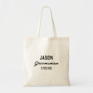 Groomsmen Gift Custom Text Wedding Favor Tote Bag