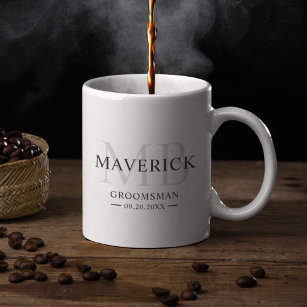 Groomsmen Gift Monogram Initials Masculine Wedding Coffee Mug