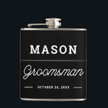 Groomsmen Gift Personalized Flask<br><div class="desc">Gift your groomsmen a gift they will love! Easily edit the name and color of this classy flask.</div>