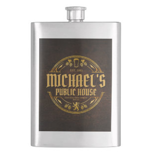 Groomsmen Gift Personalized Vintage Pub Rustic Flask