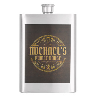 Groomsmen Gift Personalized Vintage Pub Rustic Flask