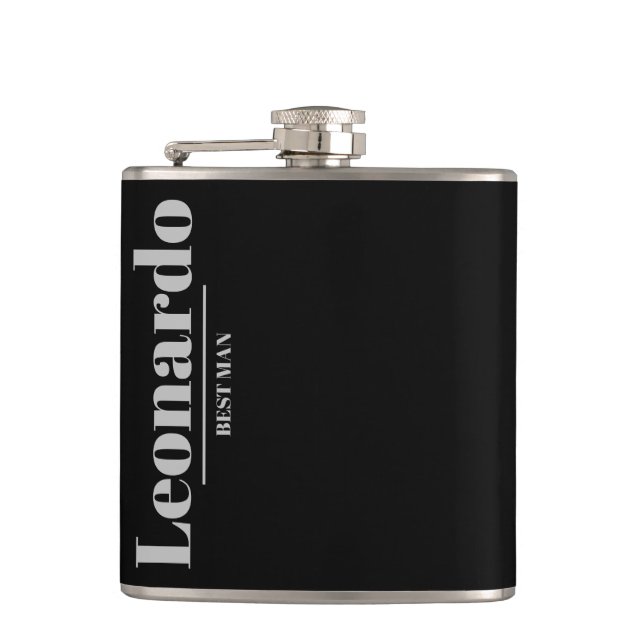 Groomsmen Gift Simple Modern Monogram Name Flask (Front)