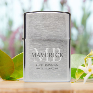 Groomsmen Gifts Masculine Monogram Best Man Zippo Lighter