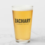 Groomsmen Gifts Masculine Wedding Party Best Man Glass<br><div class="desc">This stylish groomsman beer glass features the groomsmen name, title and date written in a minimalist bold typography. Simply add the names of the groomsmen, their title and date in the personalize section to create your own wedding favors. Although shown here as a groomsman beer glass, easily customize the title...</div>