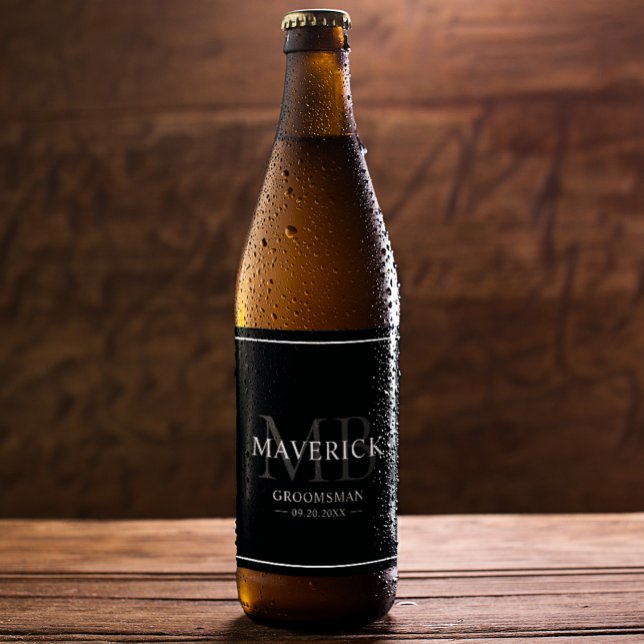 Groomsmen Gifts - Monogram Wedding Favors Best Man Beer Bottle Label (Creator Uploaded)