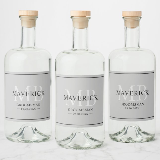 Groomsmen Gifts - Monogram Wedding Favors Best Man Liquor Bottle Label (Bottles)