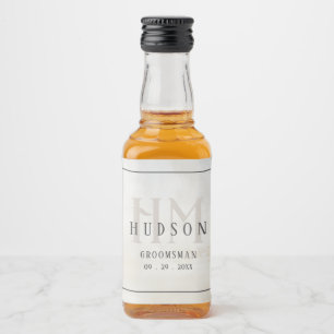 Groomsmen Gifts Monogram Wedding Favors Best Man Liquor Bottle Label