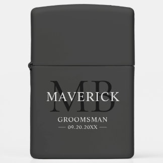 Groomsmen Gifts - Monogram Wedding Favors Best Man Zippo Lighter
