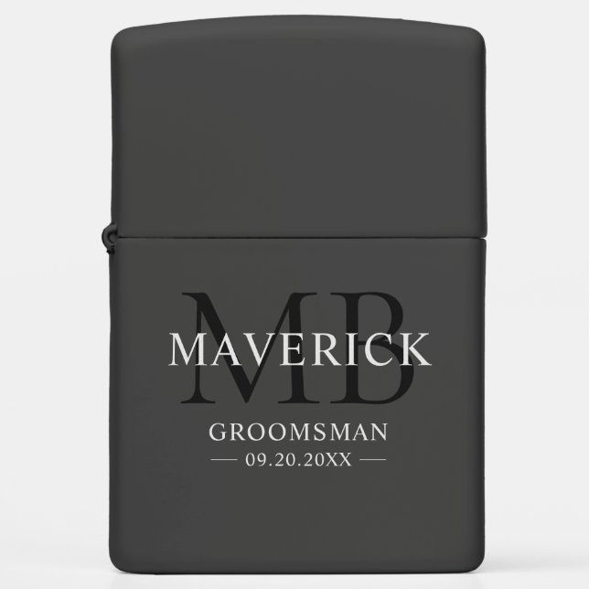 Groomsmen Gifts - Monogram Wedding Favors Best Man Zippo Lighter (Front)