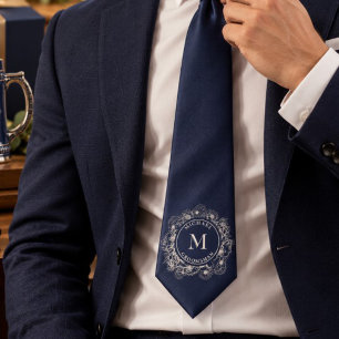 Groomsmen Gifts Personalized Navy Neck Tie