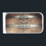 Groomsmen Gifts Silver Finish Money Clip<br><div class="desc">Rustic whiskey barrel design featuring bold western typography. Personalize this design with your own text. Further customize this design by selecting the "customize further" link if desired.</div>