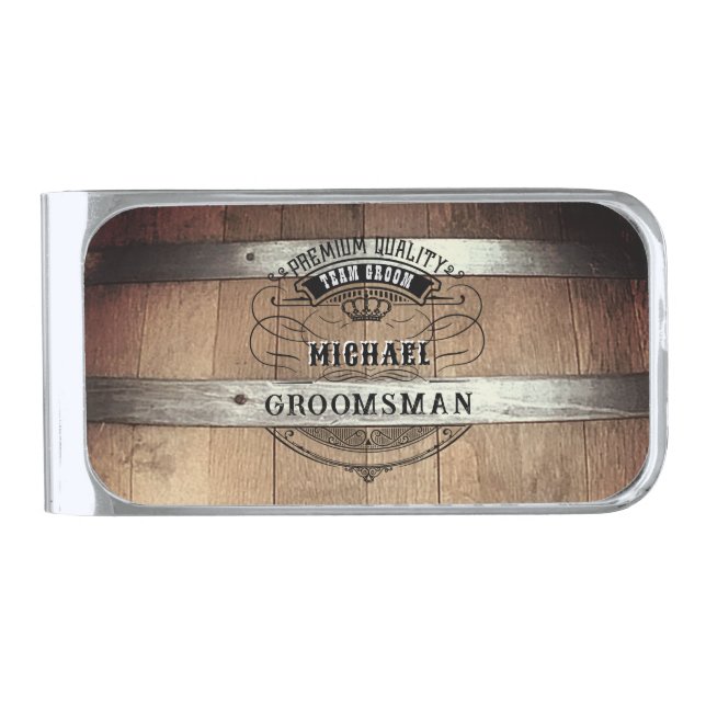 Groomsmen Gifts Silver Finish Money Clip (Front)