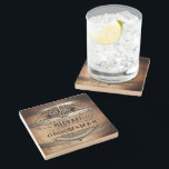 Groomsmen Gifts Stone Coaster<br><div class="desc">Rustic whiskey barrel design featuring bold western typography. Personalize this design with your own text. Further customize this design by selecting the "customize further" link if desired.</div>