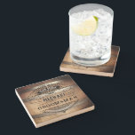 Groomsmen Gifts Stone Coaster<br><div class="desc">Rustic whiskey barrel design featuring bold western typography. Personalize this design with your own text. Further customize this design by selecting the "customize further" link if desired.</div>