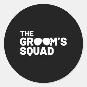 Groomsmen Groom Squat Men Bachelor Supplies Party Classic Round Sticker