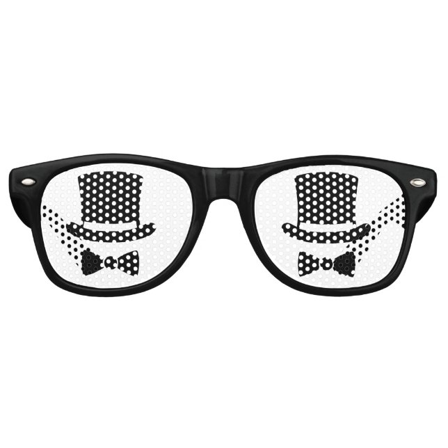 Groomsmen Hat and Bow Tie Retro Sunglasses (Front)