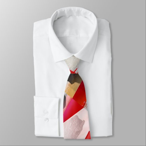 Groomsmen Modern Color Block Blush Black Red Neck Tie