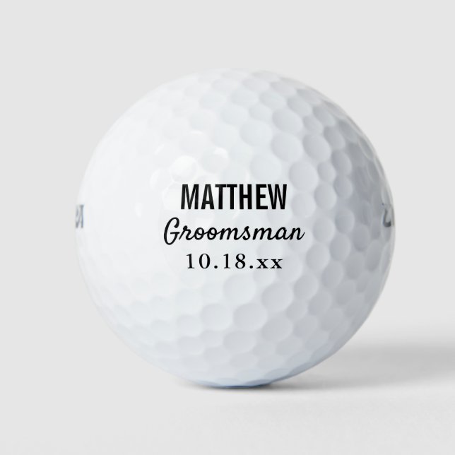 Groomsmen Modern Typography Wedding Favor Golf Balls (Front)