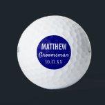 Groomsmen Modern Typography Wedding Favor Golf Balls<br><div class="desc">For the groom who loves to golf!  These golf balls are the perfect favor or gift for the golfer groomsmen in your wedding,  either for your bachelor party or for your wedding day.  Personalize each golf ball with the name of each groomsman and date of your choice.</div>