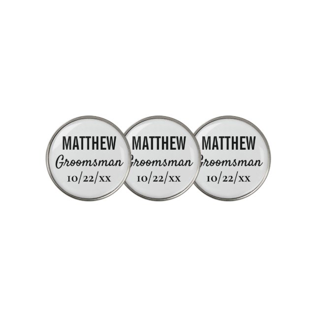 Groomsmen Modern Typography Wedding Favors Golf Ball Marker (3 Up)