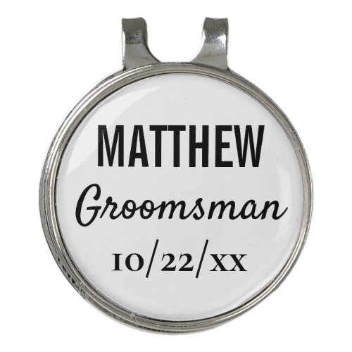 Groomsmen Modern Typography Wedding Favors Golf Hat Clip