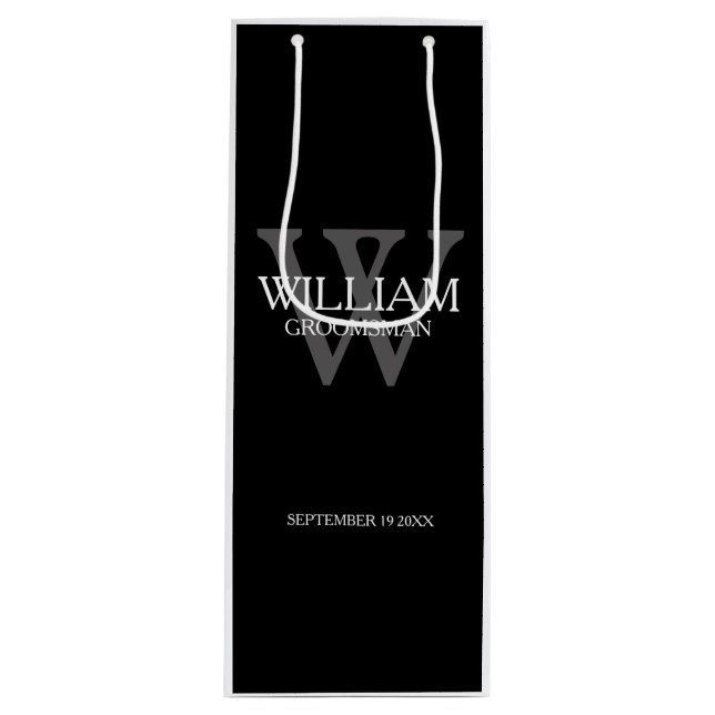 Groomsmen Personalized Name Elegant Cool Wine Gift Bag (Front)