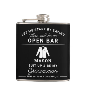 Groomsmen Proposal Flask - Funny Suit Up